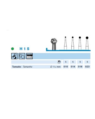 H1S.104.023 KOMET FRESA C. TUNGSTENO REDONDA PIEZA DE MANO ø 023 - 5uds