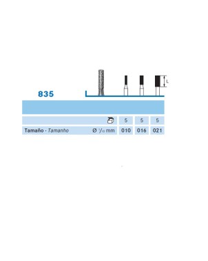 835.104.010 KOMET FRESA DIAMANTE CILINDRICA PIEZA DE MANO ø 010 - 5uds