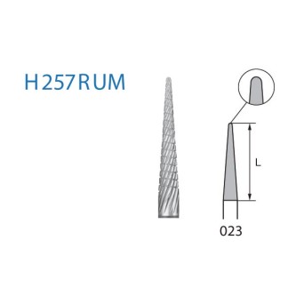 H257RUM.104.023 KOMET FRESA C. TUNGSTENO CONICA REDONDEADA PIEZA DE MANO ø 023 - 1uds