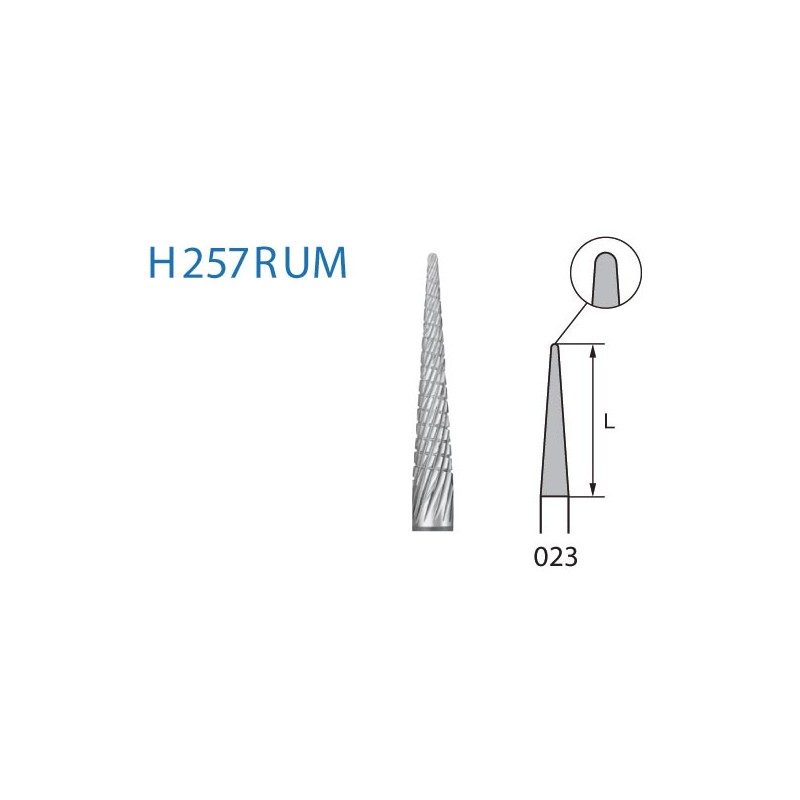 H257RUM.104.023 KOMET FRESA C. TUNGSTENO CONICA REDONDEADA PIEZA DE MANO ø 023 - 1uds