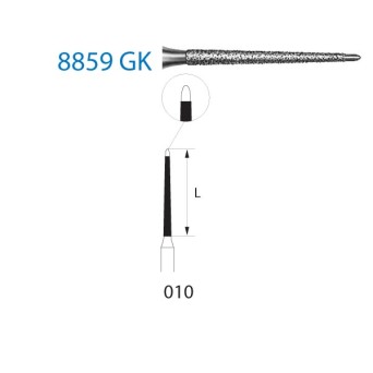 8859GK.314.010  KOMET FRESA DIAMANTE LANZA TURBINA ø 010 GRANO FINO 5 ud.