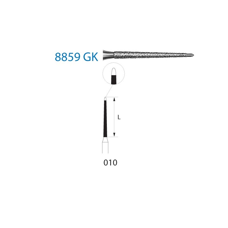 8859GK.314.010  KOMET FRESA DIAMANTE LANZA TURBINA ø 010 GRANO FINO 5 ud.