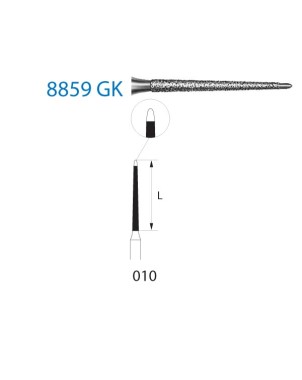 8859GK.314.010  KOMET FRESA DIAMANTE LANZA TURBINA ø 010 GRANO FINO 5 ud.
