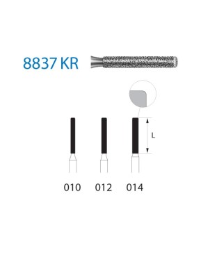 8837KR.314.014  KOMET FRESA DIAMANTE CILINDRICA BORDE REDONDEADO TURBINA ø 014 GRANO FINO 5 ud.