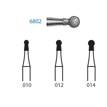 6802.314.014  KOMET FRESA DIAMANTE BOLA TURBINA ø 014 GRANO GRUESO 5 ud.