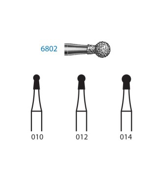 6802.314.014  KOMET FRESA DIAMANTE BOLA TURBINA ø 014 GRANO GRUESO 5 ud.