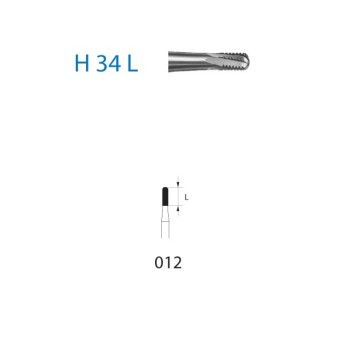H34L.314.012  KOMET FRESA C. TUNGSTENO CILINDRICA REDONDEADA TURBINA ø 012  5 ud.