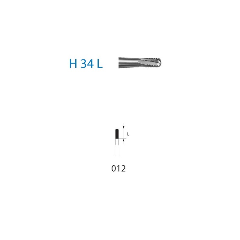 H34L.314.012  KOMET FRESA C. TUNGSTENO CILINDRICA REDONDEADA TURBINA ø 012  5 ud.
