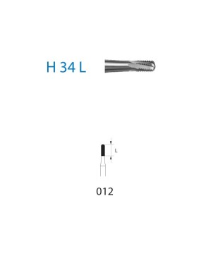 H34L.314.012  KOMET FRESA C. TUNGSTENO CILINDRICA REDONDEADA TURBINA ø 012  5 ud.