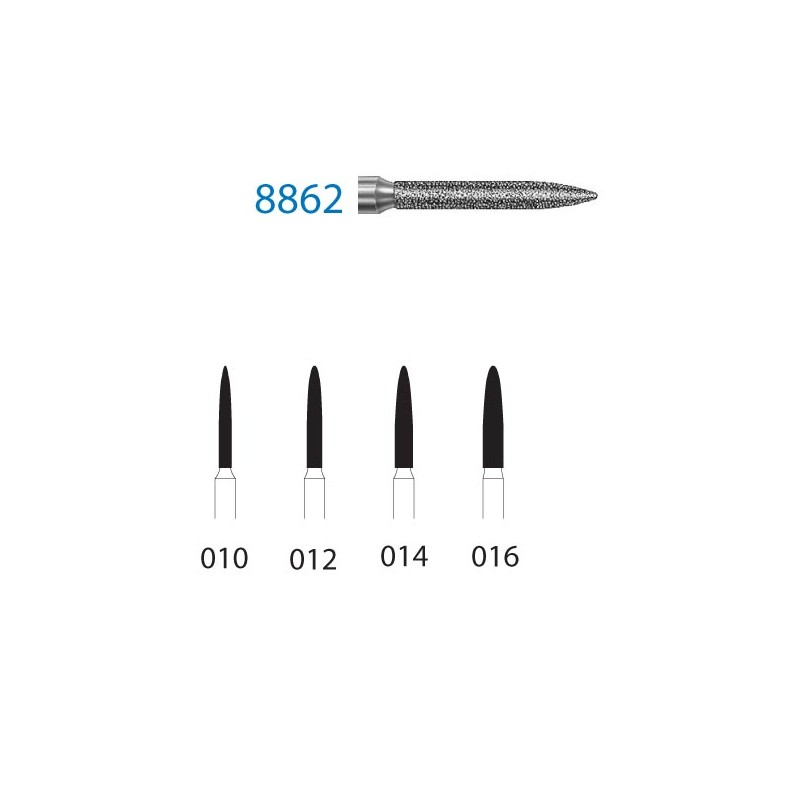 8862.314.010  KOMET FRESA DIAMANTE LLAMA TURBINA ø 010 GRANO FINO 5 ud.