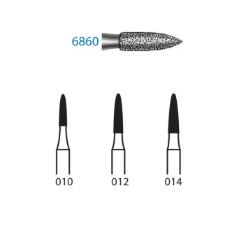 6860.314.012  KOMET FRESA DIAMANTE LLAMA TURBINA ø 012 GRANO GRUESO 5 ud.