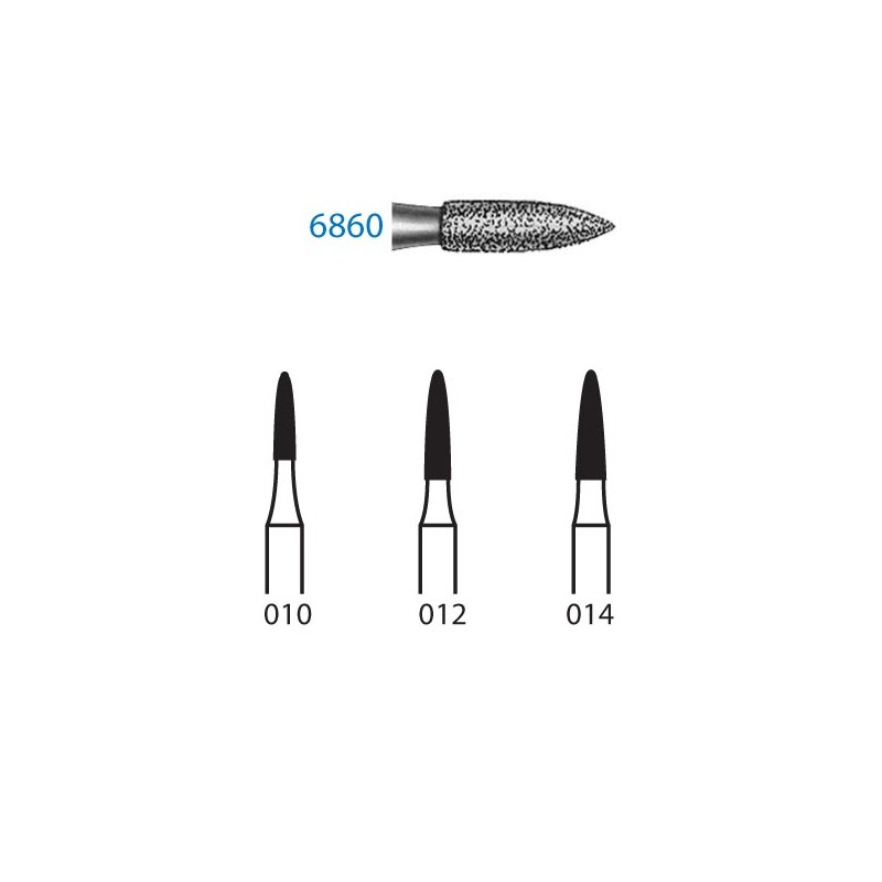 6860.314.012  KOMET FRESA DIAMANTE LLAMA TURBINA ø 012 GRANO GRUESO 5 ud.