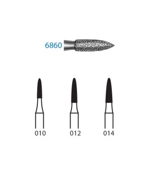 6860.314.012  KOMET FRESA DIAMANTE LLAMA TURBINA ø 012 GRANO GRUESO 5 ud.