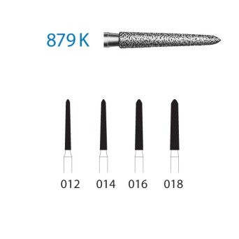879K.314.012  KOMET FRESA DIAMANTE TORPEDO CONICA TURBINA ø 012 GRANO ESTANDAR 5 ud.