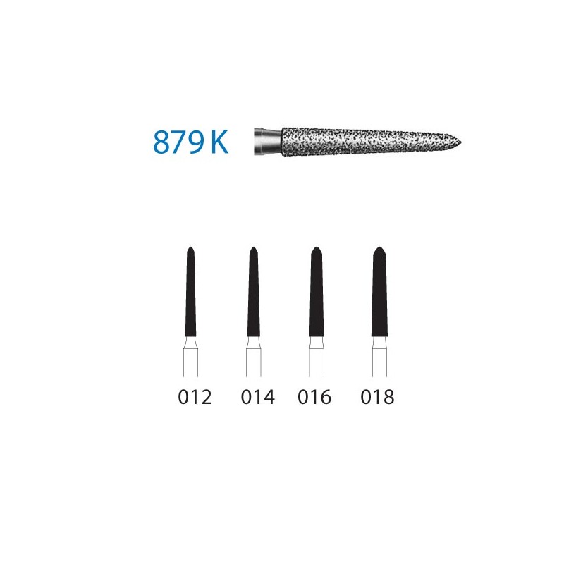 879K.314.012  KOMET FRESA DIAMANTE TORPEDO CONICA TURBINA ø 012 GRANO ESTANDAR 5 ud.