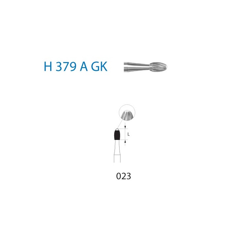 H379AGK.314.023  KOMET FRESA C. TUNGSTENO HUEVO TURBINA ø 023  5 ud.