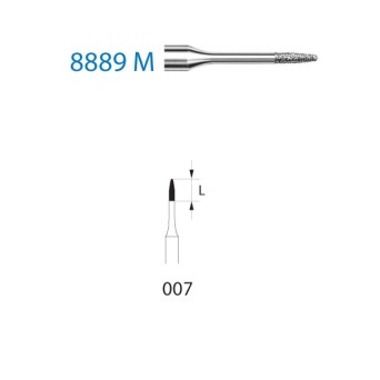 8889M.314.007  KOMET FRESA DIAMANTE LLAMA TURBINA ø 007 GRANO FINO 5 ud.