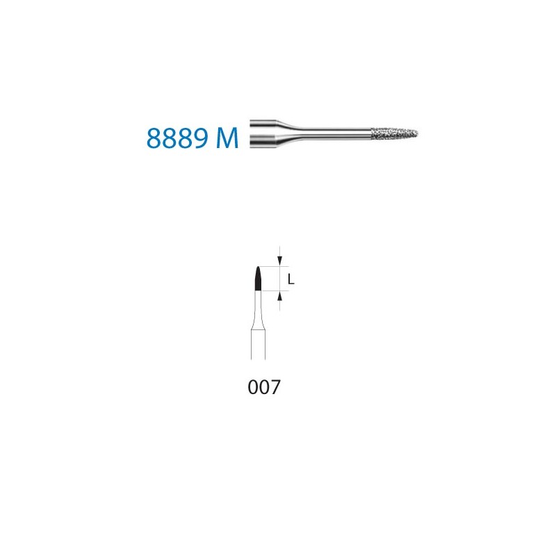 8889M.314.007  KOMET FRESA DIAMANTE LLAMA TURBINA ø 007 GRANO FINO 5 ud.