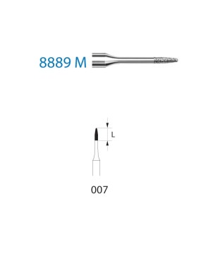 8889M.314.007  KOMET FRESA DIAMANTE LLAMA TURBINA ø 007 GRANO FINO 5 ud.