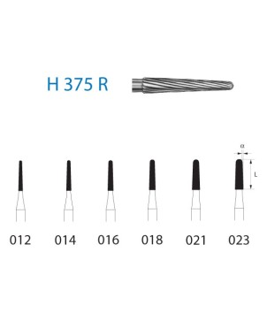 H375R.314.023  KOMET FRESA C. TUNGSTENO CONICA REDONDEADA TURBINA ø 023  5 ud.
