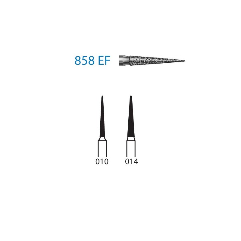 858EF.314.010  KOMET FRESA DIAMANTE LANZA TURBINA ø 010 GRANO EXTRA FINO 5 ud.