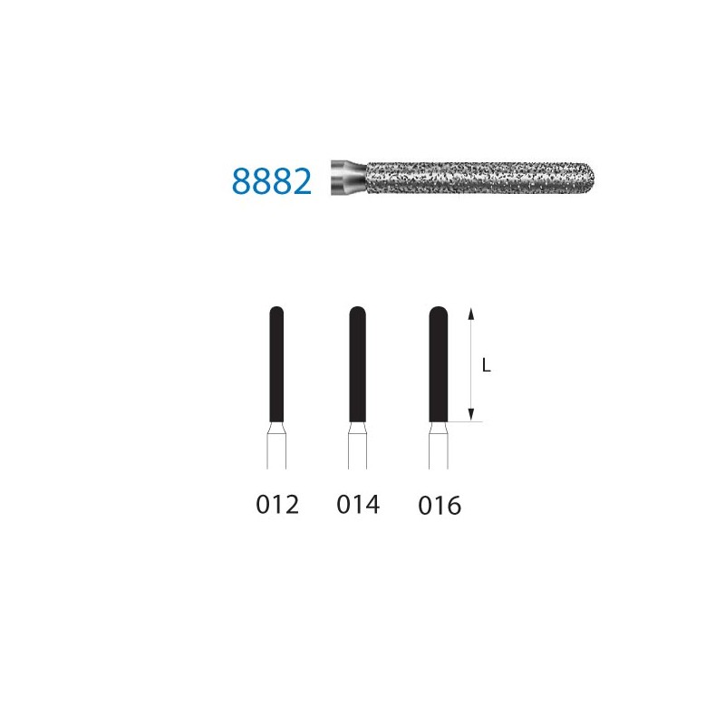 8882.314.014  KOMET FRESA DIAMANTE CILINDRICA REDONDEADA TURBINA ø 014 GRANO FINO 5 ud.