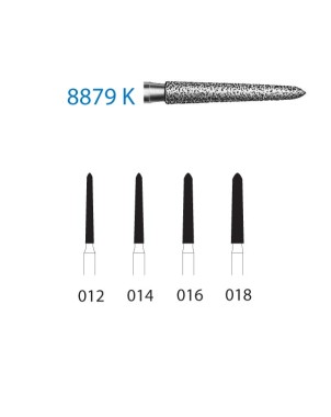 8879K.314.014  KOMET FRESA DIAMANTE TORPEDO CONICA TURBINA ø 014 GRANO FINO 5 ud.
