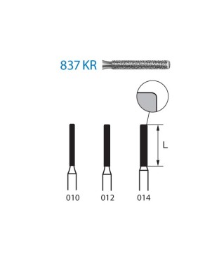 837KR.314.010  KOMET FRESA DIAMANTE CILINDRICA BORDE REDONDEADO TURBINA ø 010 GRANO ESTANDAR 5 ud.