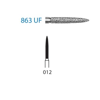 863UF.314.012  KOMET FRESA DIAMANTE LLAMA TURBINA ø 012 GRANO ULTRA FINO 5 ud.
