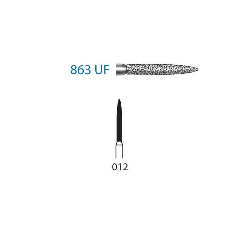 863UF.314.012  KOMET FRESA DIAMANTE LLAMA TURBINA ø 012 GRANO ULTRA FINO 5 ud.
