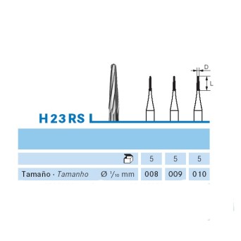 H23RS.104.008 KOMET FRESA C. TUNGSTENO CONICA REDONDEADA PIEZA DE MANO ø 008 - 5uds