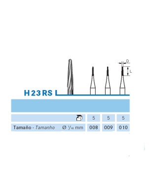 H23RS.104.008 KOMET FRESA C. TUNGSTENO CONICA REDONDEADA PIEZA DE MANO ø 008 - 5uds