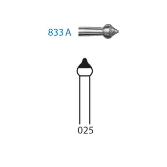 833A.314.025  KOMET FRESA DIAMANTE FORMAS ESPECIALES TURBINA ø 025 GRANO ESTANDAR 5 ud.