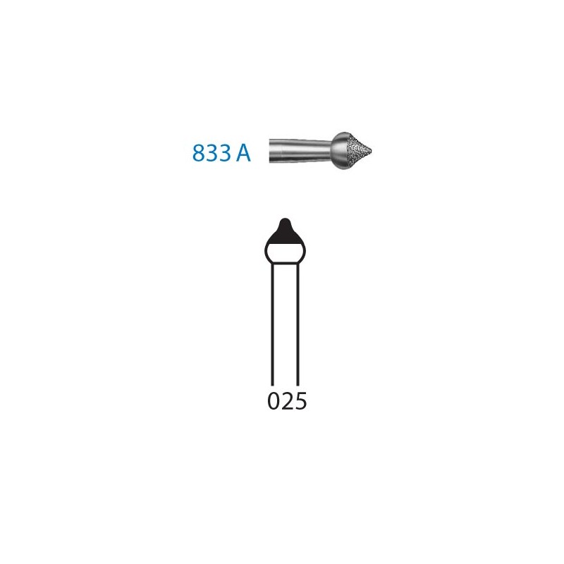 833A.314.025  KOMET FRESA DIAMANTE FORMAS ESPECIALES TURBINA ø 025 GRANO ESTANDAR 5 ud.
