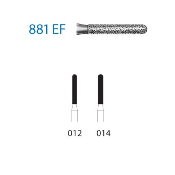 881EF.314.012  KOMET FRESA DIAMANTE CILINDRICA REDONDEADA TURBINA ø 012 GRANO EXTRA FINO 5 ud.