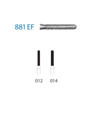 881EF.314.014  KOMET FRESA DIAMANTE CILINDRICA REDONDEADA TURBINA ø 014 GRANO EXTRA FINO 5 ud.