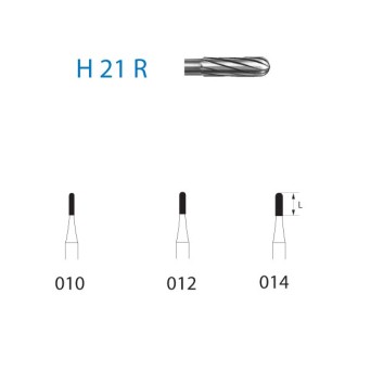 H21R.314.014  KOMET FRESA C. TUNGSTENO CILINDRICA REDONDEADA TURBINA ø 014  5 ud.