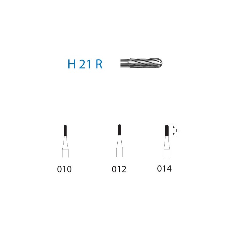 H21R.314.014  KOMET FRESA C. TUNGSTENO CILINDRICA REDONDEADA TURBINA ø 014  5 ud.