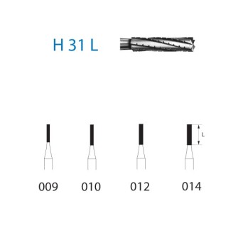 H31L.314.014  KOMET FRESA C. TUNGSTENO CILINDRICA LARGA TURBINA ø 014  5 ud.