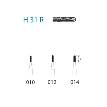H31R.314.014  KOMET FRESA C. TUNGSTENO CILINDRICA REDONDEADA TURBINA ø 014  5 ud.