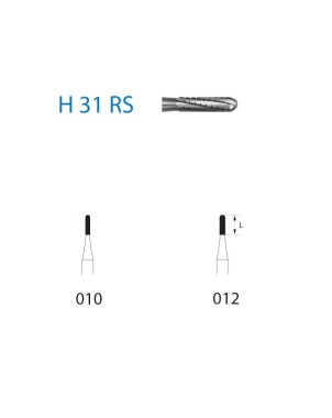 H31RS.314.010  KOMET FRESA C. TUNGSTENO CILINDRICA REDONDEADA TURBINA ø 010  5 ud.