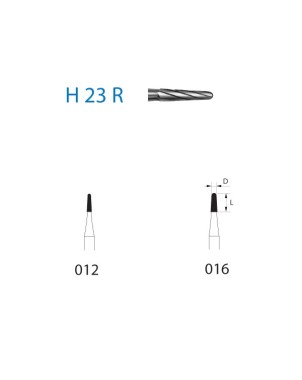 H23R.204.012  KOMET FRESA C. TUNGSTENO CONICA REDONDEADA CONTRAANGULO ø 012  5 ud.