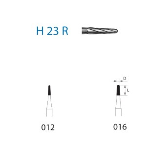 H23R.204.016  KOMET FRESA C. TUNGSTENO CONICA REDONDEADA CONTRAANGULO ø 016  5 ud.