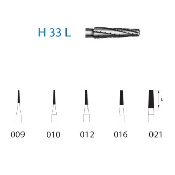 H33L.314.016  KOMET FRESA C. TUNGSTENO CONICA REDONDEADA TURBINA ø 016  5 ud.
