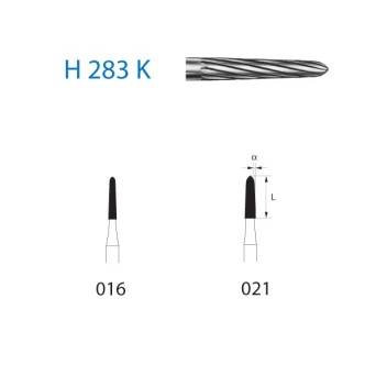 H283K.204.021  KOMET FRESA C. TUNGSTENO TORPEDO CONTRAANGULO ø 021  5 ud.