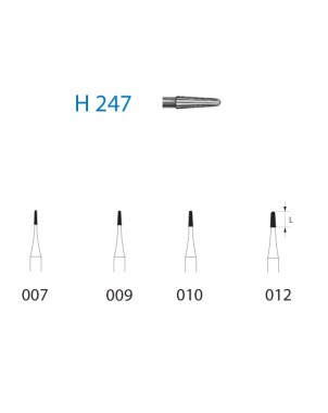 H247.314.010  KOMET FRESA C. TUNGSTENO CONICA REDONDEADA TURBINA ø 010  5 ud.