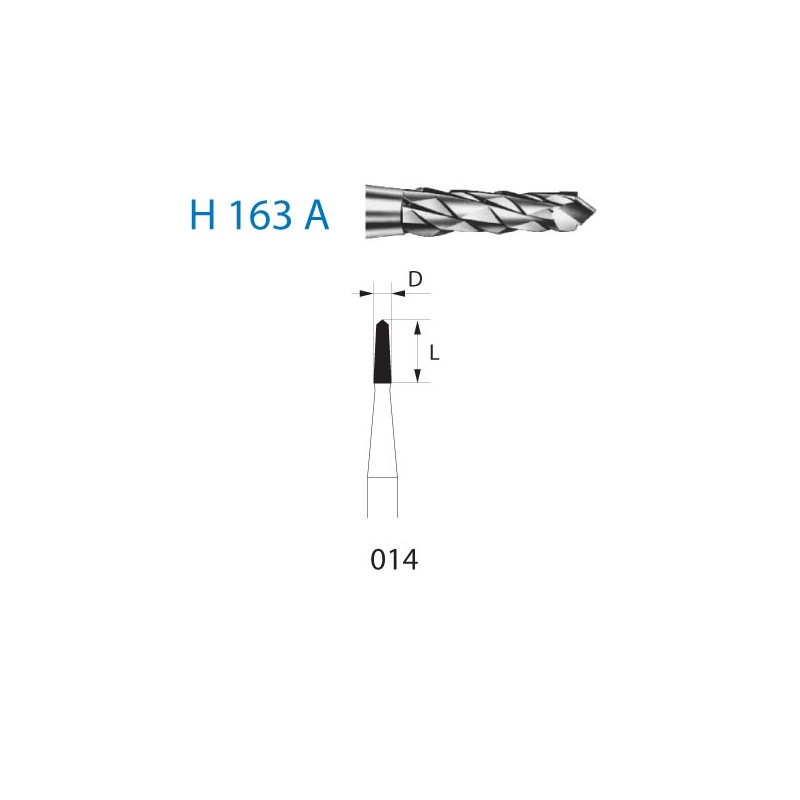 H163A.104.014  KOMET FRESA C. TUNGSTENO CONICA PIEZA DE MANO ø 014  1 ud.