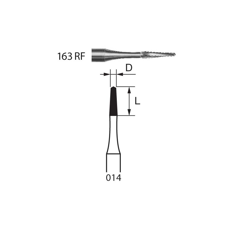 163RF.104.014  KOMET FRESA ACERO CONICA PIEZA DE MANO ø 014  6 ud.