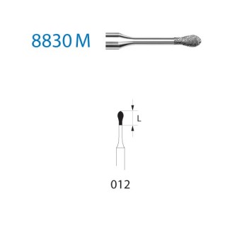 8830M.314.012  KOMET FRESA DIAMANTE PERA TURBINA ø 012 GRANO FINO 5 ud.