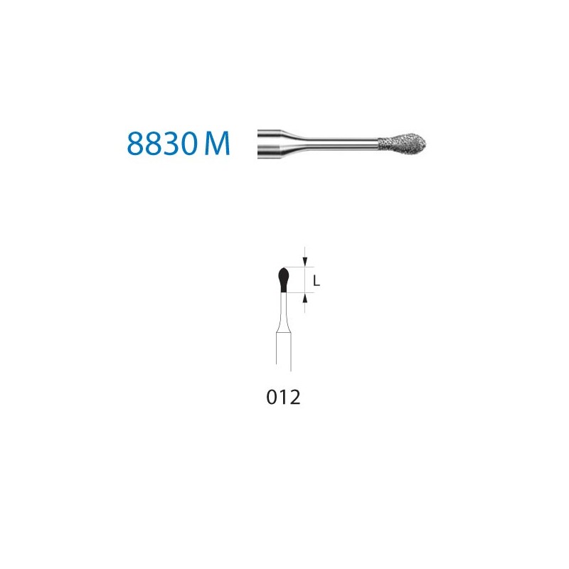 8830M.314.012  KOMET FRESA DIAMANTE PERA TURBINA ø 012 GRANO FINO 5 ud.